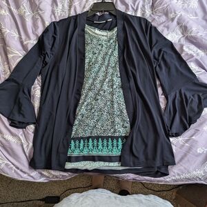 Susan Graver Top And Cardigan Set